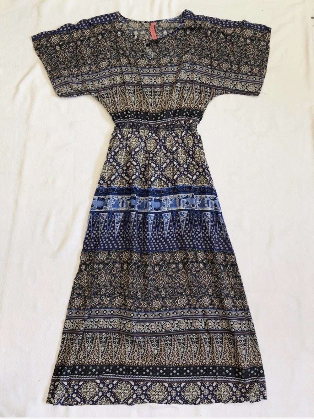 Eight Sixty Navy & Light Blue Patterned boho Maxi Dress